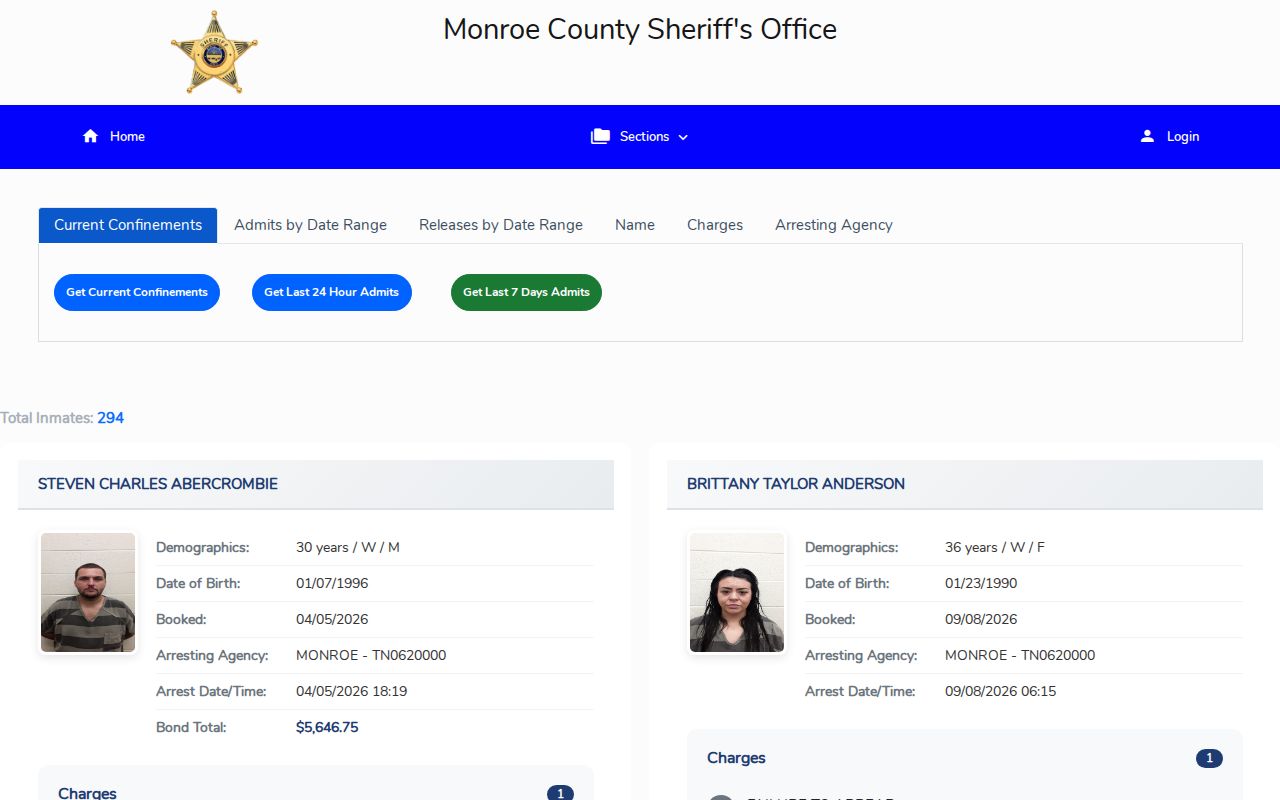 Monroe County official arrest roster search