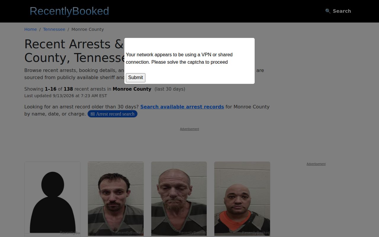 Unofficial Monroe County recent arrest page