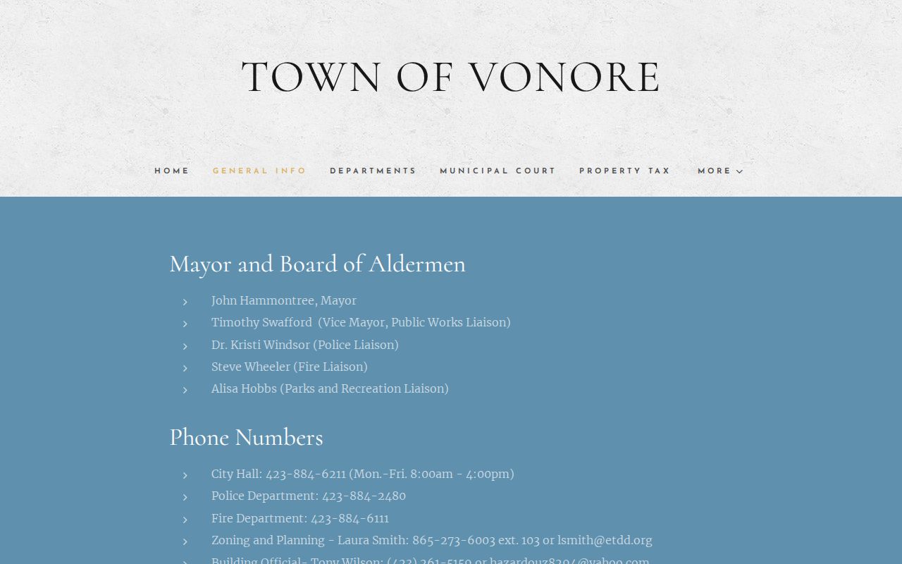 Vonore Police recent arrest and town contact source